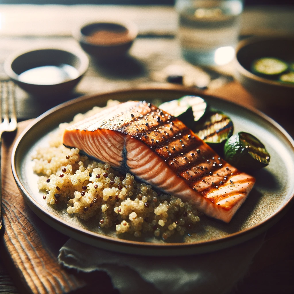 Wellbeing Nutrition - grilled salmon with quinoa
